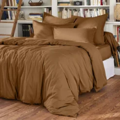 Lenzuolo sopra percalle di cotone (180 x 290 cm) Cali Camel