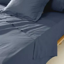 Lenzuolo sopra percalle di cotone (180 x 290 cm) Cali Blu marino