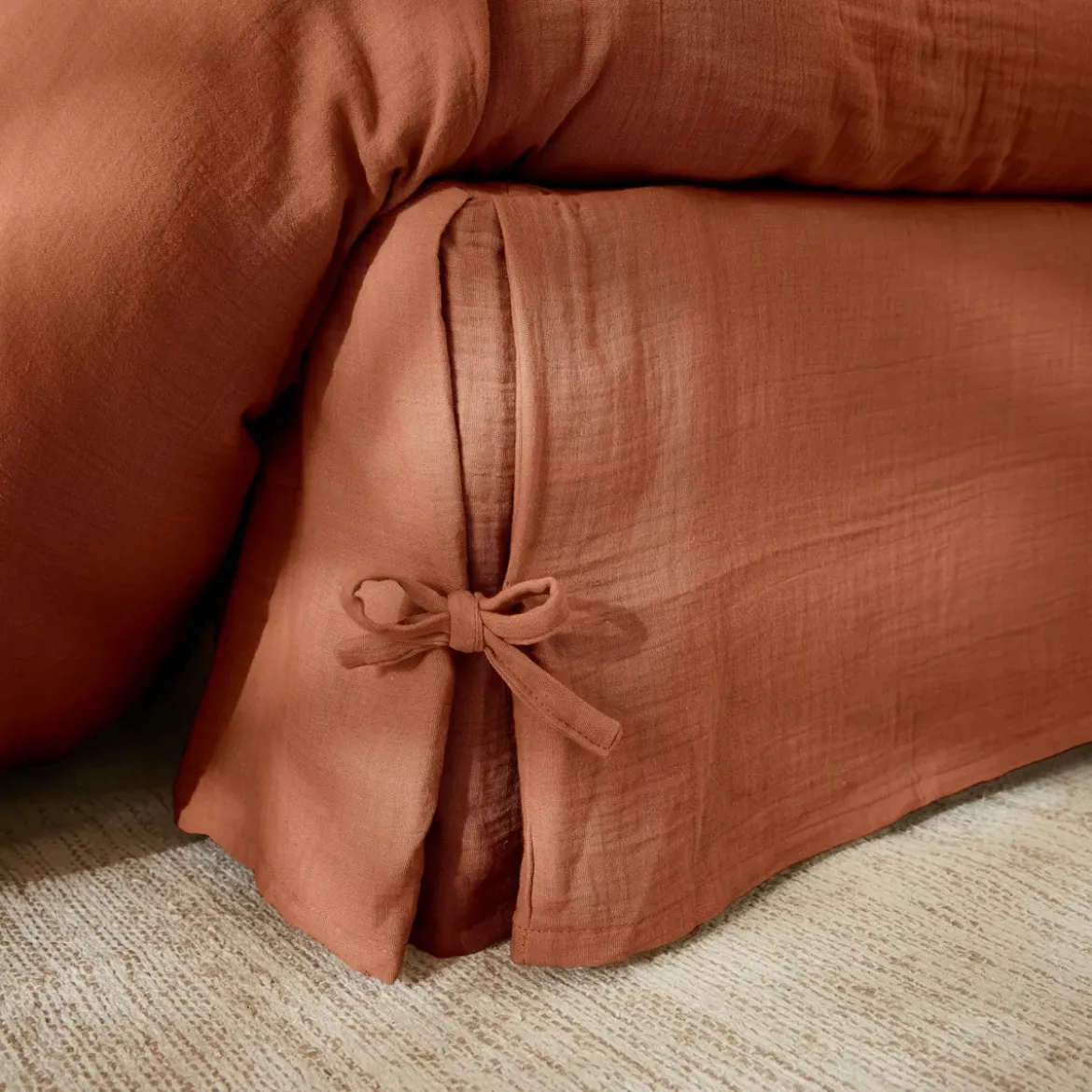 Mantovana garza di cotone (160 x 200 cm) Gaïa Terracotta