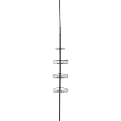 Mensola portaoggetti doccia estensibile (da 115 a 289 cm) Telescopica Nero opaco