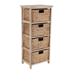 Mobiletto bagno 4 cesti giunco (86 x 37 cm) Olia Naturale