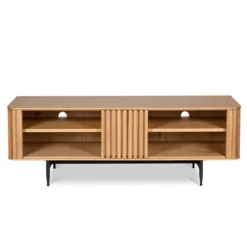 Mobile TV 4 nicchie in rovere massiccio (130 x 42 cm) Rytm Naturale