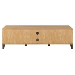 Mobile TV 2 scomparti 2 ante in rovere massiccio e metallo (150 x 44 cm) Bristol Naturale