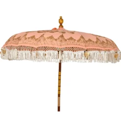 Ombrellone da giardino rotondo con frange (D2 m) Jaipur Beige rosato e dorato