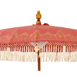 Ombrellone da giardino rotondo con frange (D2 m) Jaipur Rosso e dorato