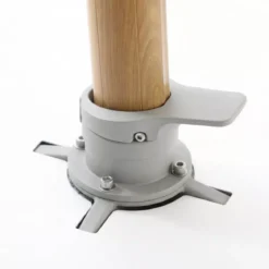 Ombrellone decentrato quadrato in alluminio con base (3 x 3 m) Elyra effetto legno e Antracite
