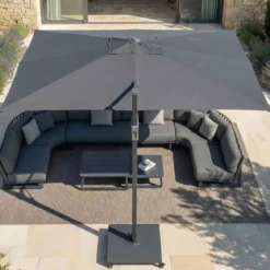 Ombrellone decentrato rettangolare in alluminio con base (3 x 4 m) Elyra Antracite