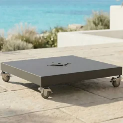 Ombrellone decentrato rettangolare in alluminio con base (3 x 4 m) Elyra Antracite e Grigio