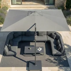 Ombrellone decentrato rettangolare in alluminio con base (3 x 4 m) Elyra Antracite e Grigio