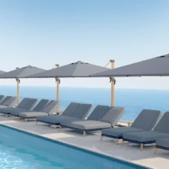 Ombrellone rettangolare alluminio (4 x 3 m) Yucatan effetto Legno e grigio antracite