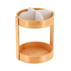 Organizzatore da bagno girevole in bambù Naturo Bianco