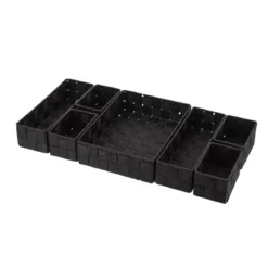 Organizzatore per cassetto bagno 7 cesti intrecciati Oro Nero