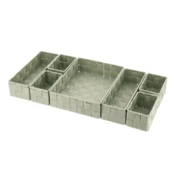 Organizzatore per cassetto bagno 7 cesti intrecciati Oro Verde salvia