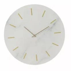 Orologio da parete in legno (D51 cm) Marmo Bianco