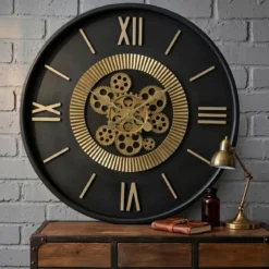 Orologio da parete rotondo in metallo (55 cm) Arezzo Nero