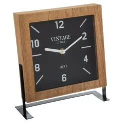 Orologio da tavolo legno (H23 cm) Silence Vintage