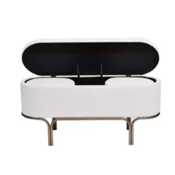 Panca contenitore e 2 pouf (L116 cm) Ivanhoe Ecru
