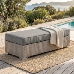 Panca in resina intrecciata 2 posti Palma Grigio e antracite