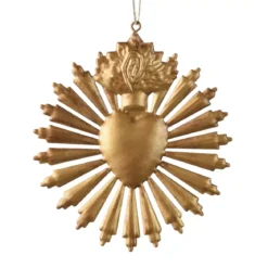Pendente di Natale in metallo (D14 cm) Exvoto di Natale Oro antico
