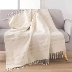 Plaid cotone (150 cm) Doreline Ecru