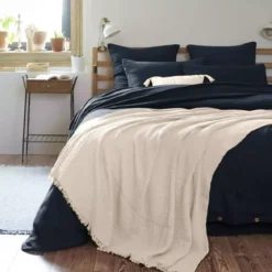 Plaid garza di cotone (220 cm) Gaïa Beige pampa