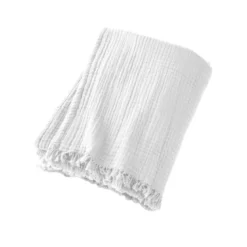 Plaid garza di cotone (160 cm) Gaïa Bianco chantilly