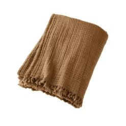 Plaid garza di cotone (160 cm) Gaïa Camel