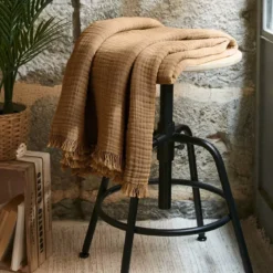 Plaid garza di cotone (160 cm) Gaïa Camel
