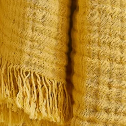 Plaid garza di cotone (160 cm) Gaïa Giallo zafferano