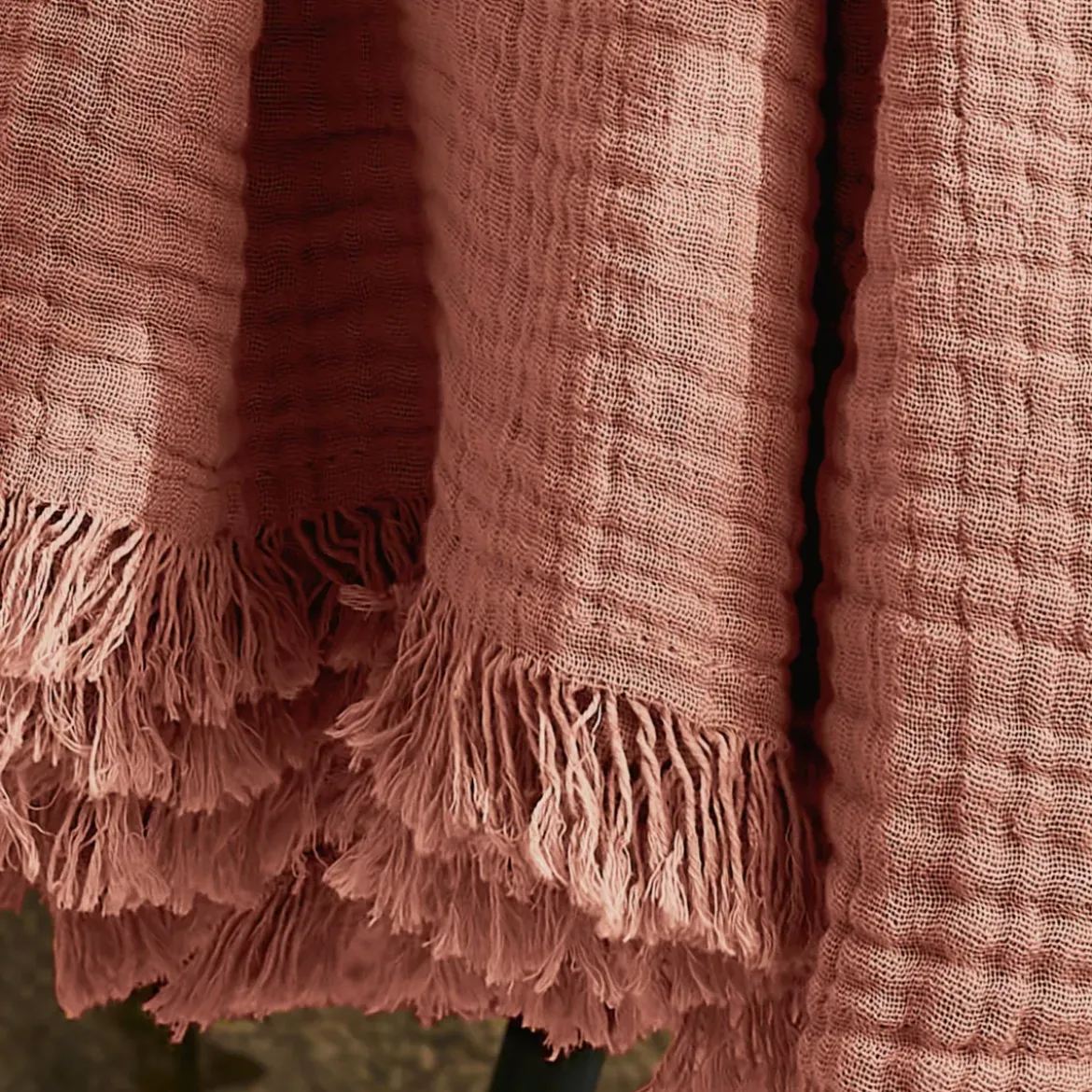 Plaid garza di cotone (160 cm) Gaïa Rosa pesca