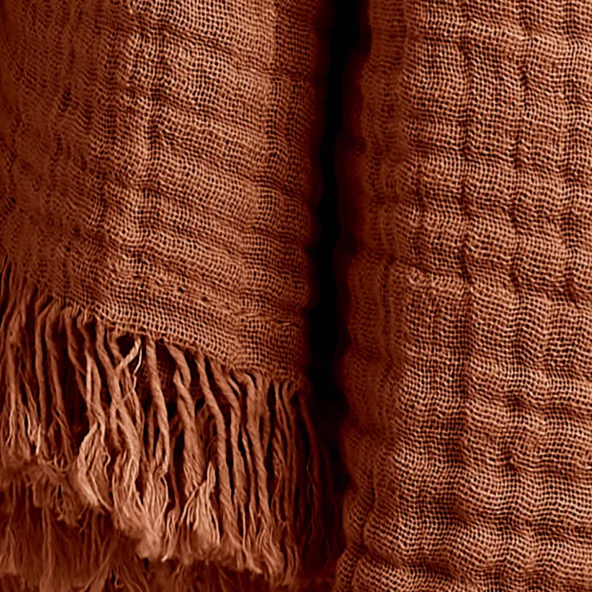 Plaid garza di cotone (220 cm) Gaïa Terracotta