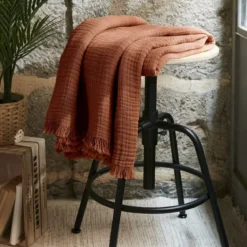 Plaid garza di cotone (160 cm) Gaïa Terracotta