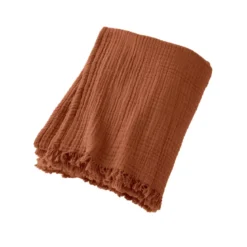 Plaid garza di cotone (160 cm) Gaïa Terracotta
