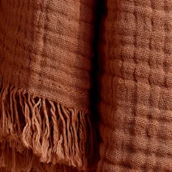 Plaid garza di cotone (160 cm) Gaïa Terracotta