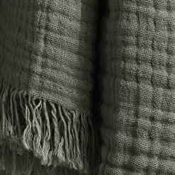 Plaid garza di cotone (220 cm) Gaïa Verde rosmarino