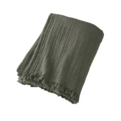 Plaid garza di cotone (220 cm) Gaïa Verde rosmarino