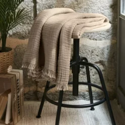 Plaid garza di cotone (130 x 160 cm) Gaïa Beige pampa