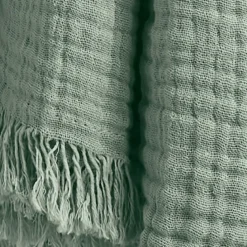 Plaid in garza di cotone (130 x 160 cm) Gaïa Verde eucalipto