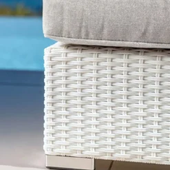 Poltrona da giardino angolare in resina intrecciata Palma Bianco e grigio