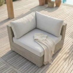 Poltrona da giardino angolare in resina intrecciata Palma Grigio