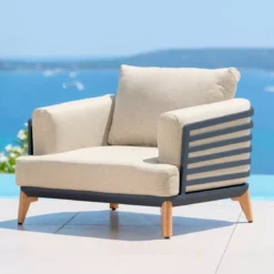 Poltrona da giardino in alluminio Monte Carlo Grigio antracite e beige