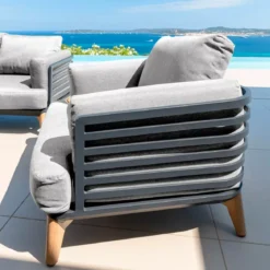 Poltrona da giardino in alluminio Monte Carlo Grigio antracite e grigio chiaro