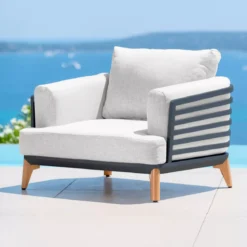 Poltrona da giardino in alluminio Monte Carlo Grigio antracite e grigio chiaro