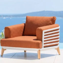 Poltrona da giardino in alluminio Monte Carlo Bianco e terracotta