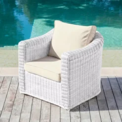 Poltrona da giardino in resina intrecciata Calvi Bianco e tortora