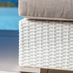 Poltrona da giardino in resina intrecciata Palma Bianco e tortora