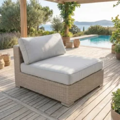 Poltrona da giardino in resina intrecciata Palma Grigio