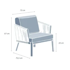 Poltrona da giardino rilassante in alluminio Amalfi Bianco e beige