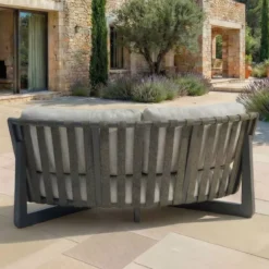 Poltrona d'angolo da giardino in alluminio Long Beach Grigio antracite e tortora