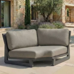 Poltrona d'angolo da giardino in alluminio Long Beach Grigio antracite e tortora